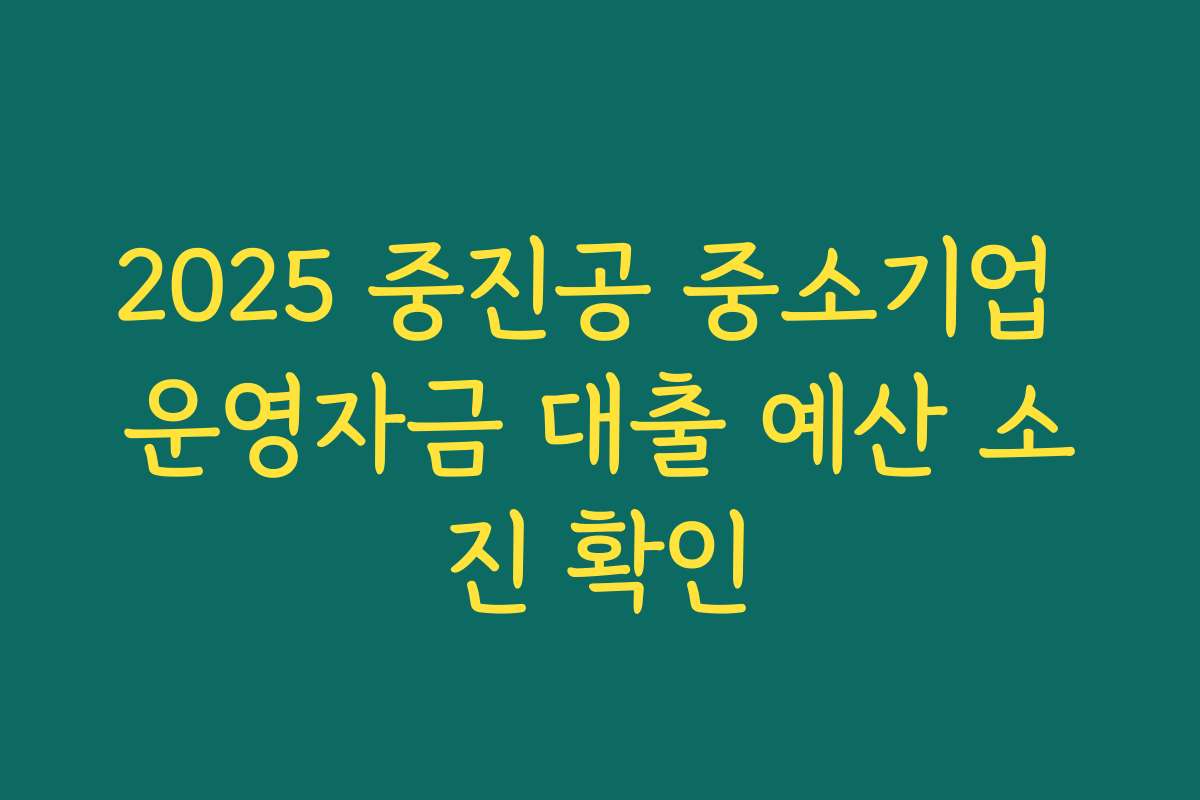 2025 중진공 중소기업 운영자금 대출 예산 소진 확인