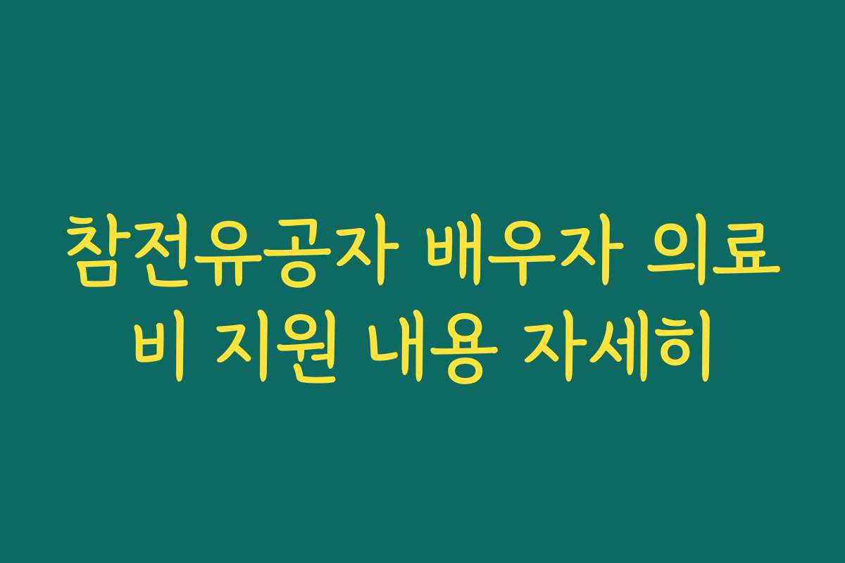 참전유공자 배우자 의료비 지원 내용 자세히