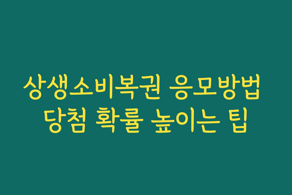 상생소비복권 응모방법 당첨 확률 높이는 팁