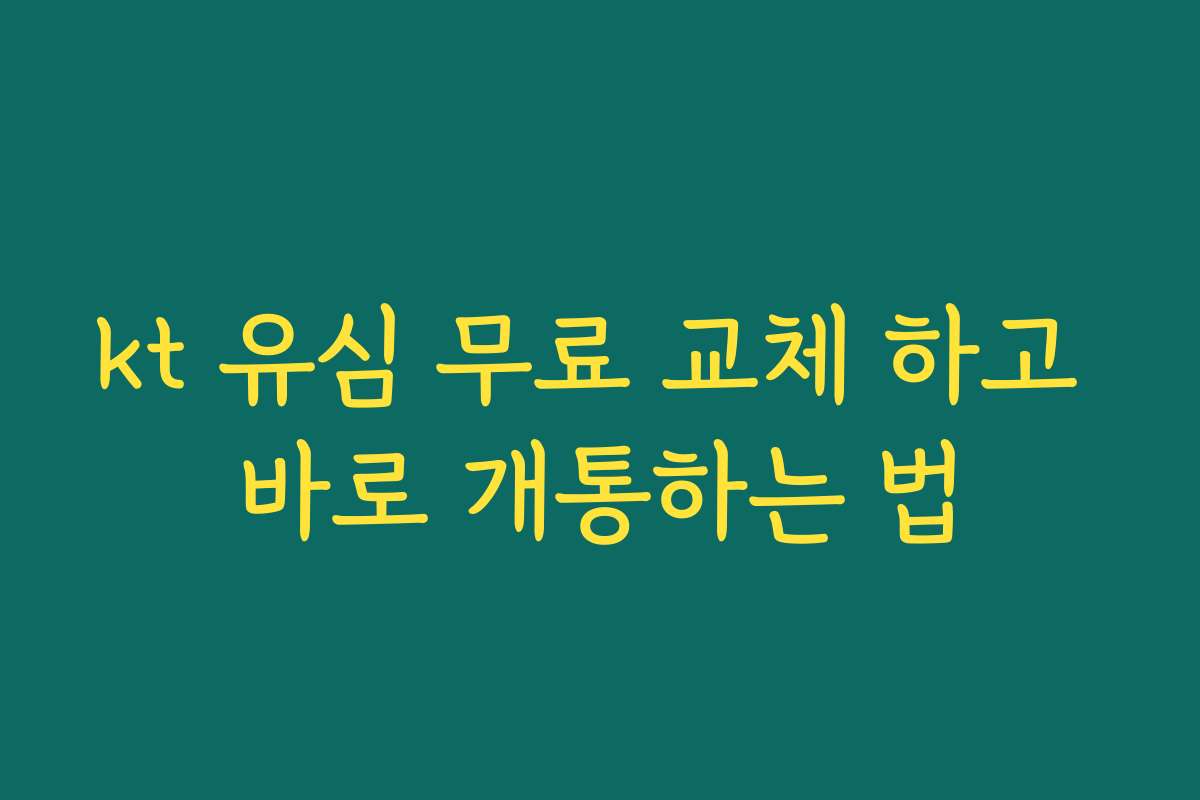 kt 유심 무료 교체 하고 바로 개통하는 법