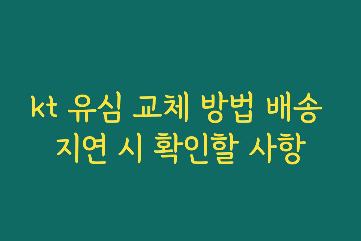 kt 유심 교체 방법 배송 지연 시 확인할 사항