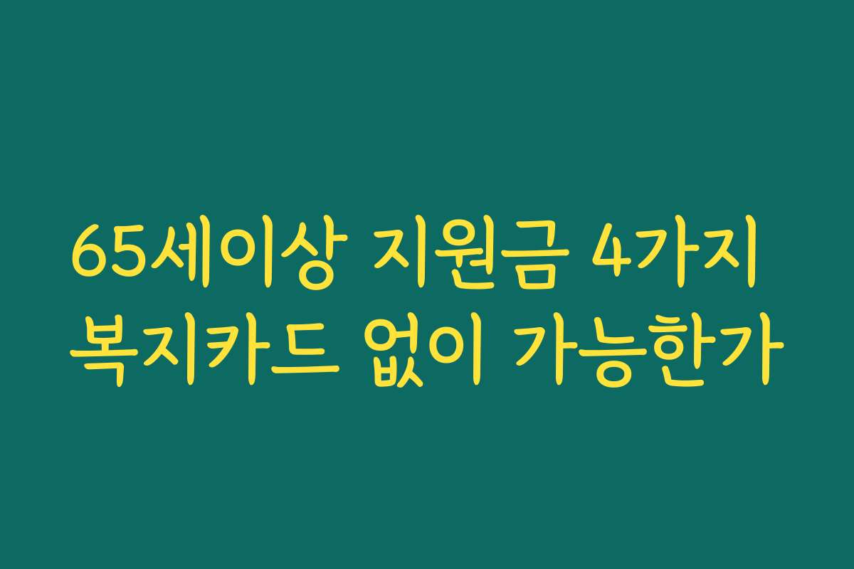 65세이상 지원금 4가지 복지카드 없이 가능한가 65세이상 지원금 4가지 복지카드 없이 가능한가