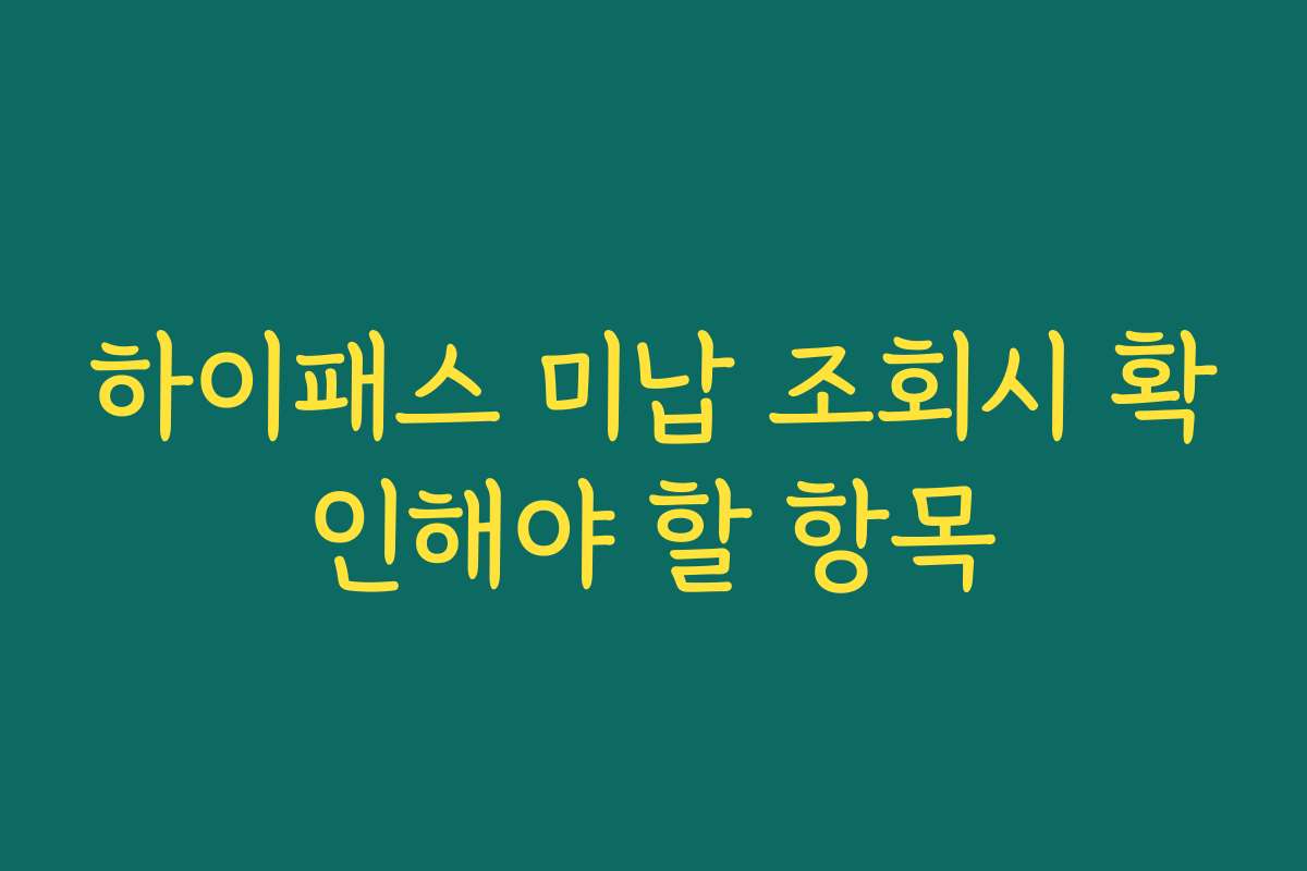 하이패스 미납 조회시 확인해야 할 항목