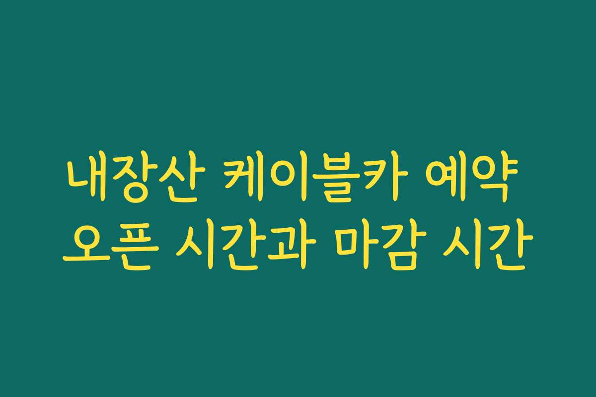 내장산 케이블카 예약 오픈 시간과 마감 시간