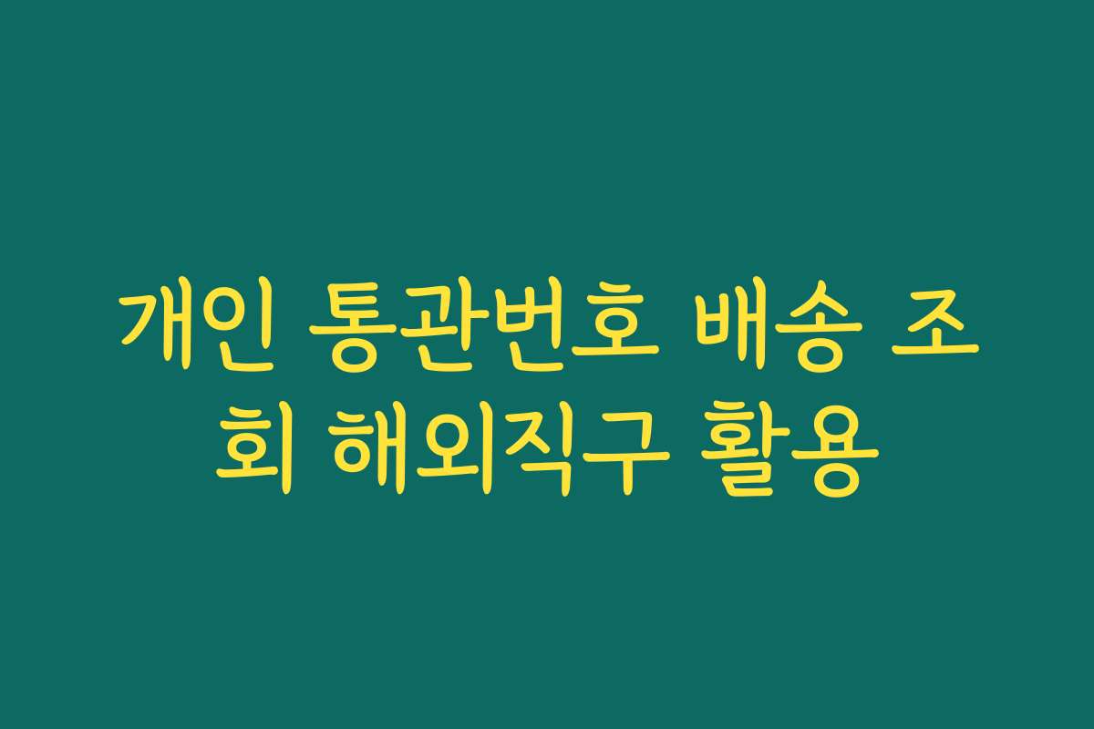 개인 통관번호 배송 조회 해외직구 활용 개인 통관번호 배송 조회 해외직구 활용