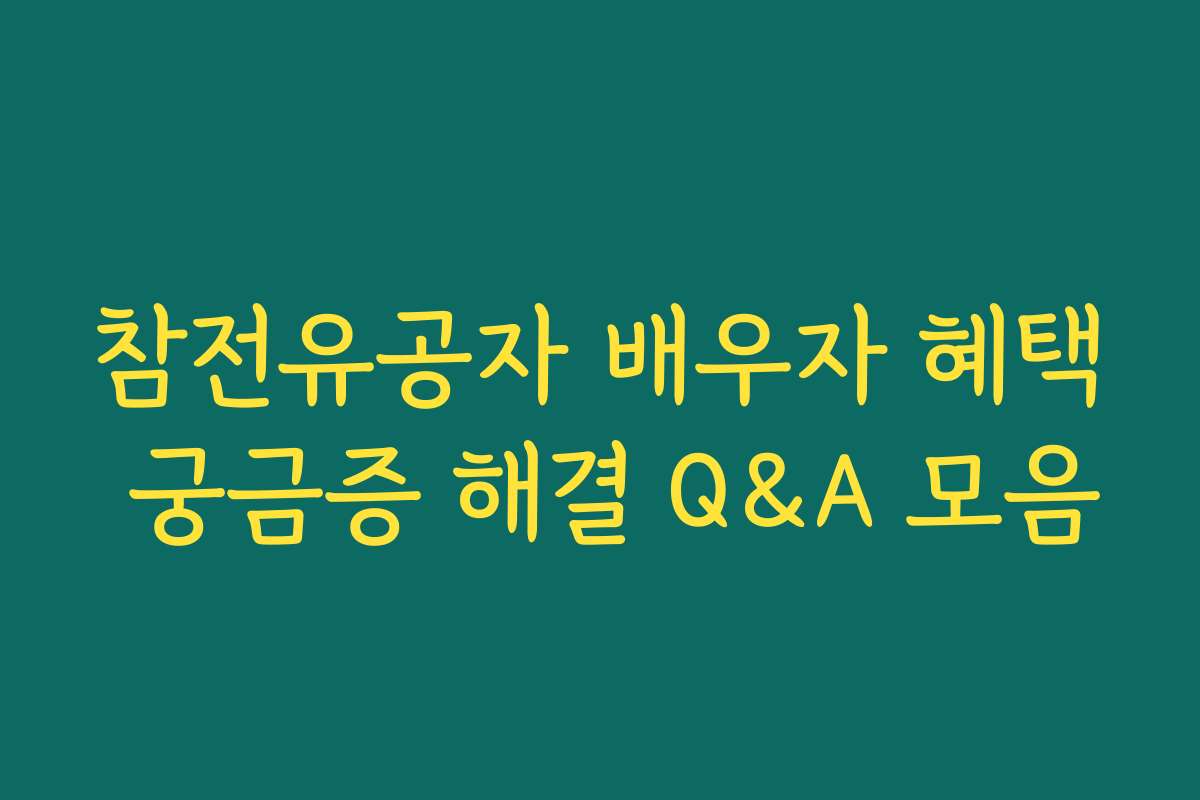 참전유공자 배우자 혜택 궁금증 해결 Q&A 모음