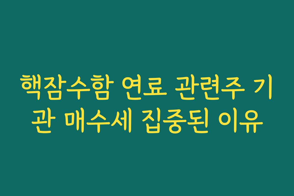 핵잠수함 연료 관련주 기관 매수세 집중된 이유