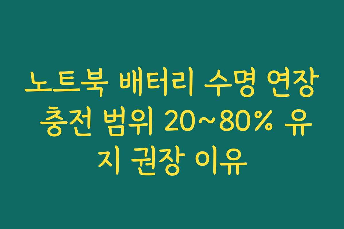 노트북 배터리 수명 연장 충전 범위 20~80% 유지 권장 이유