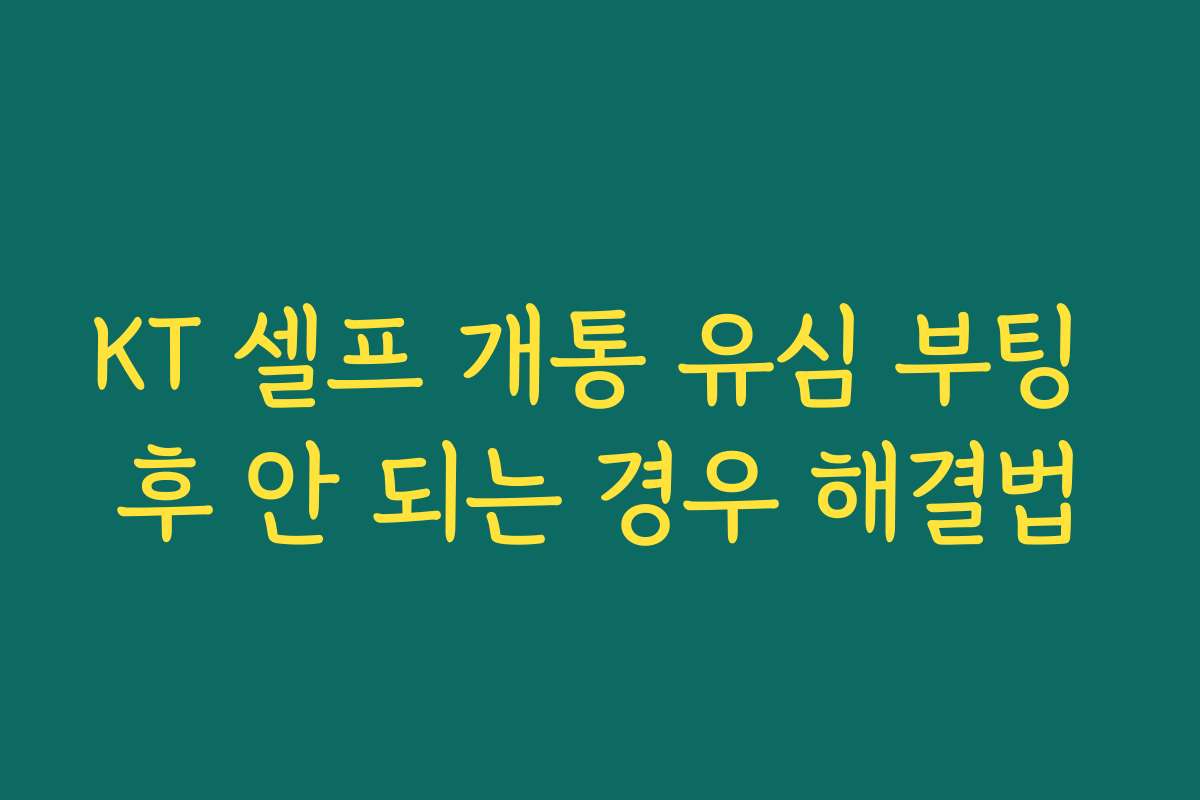 KT 셀프 개통 유심 부팅 후 안 되는 경우 해결법