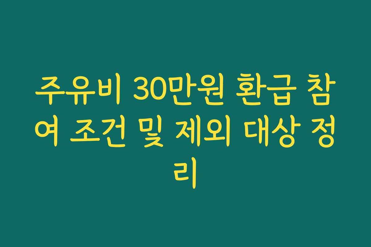 주유비 30만원 환급 참여 조건 및 제외 대상 정리
