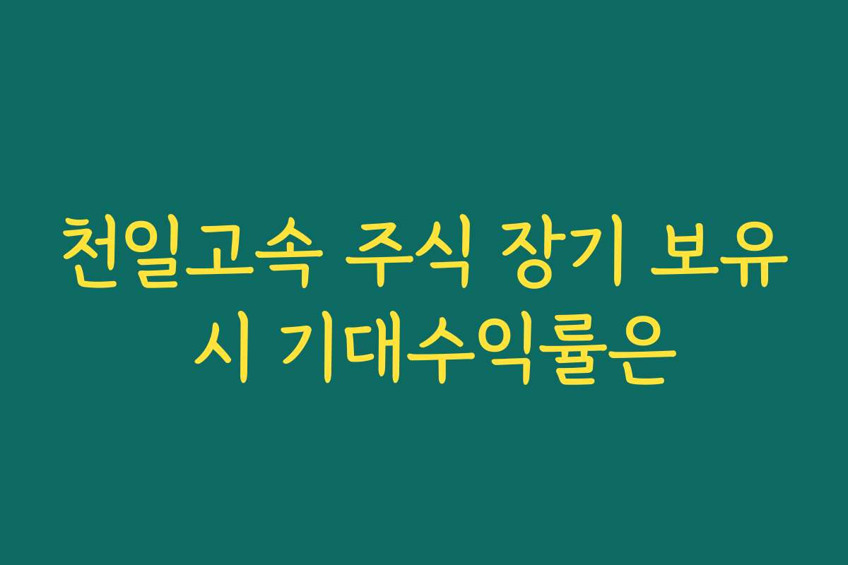 천일고속 주식 장기 보유 시 기대수익률은 천일고속 주식 장기 보유 시 기대수익률은