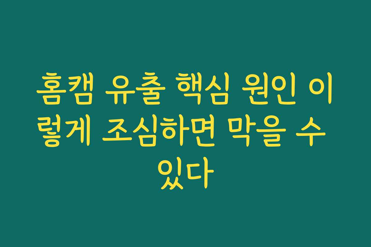 홈캠 유출 핵심 원인 이렇게 조심하면 막을 수 있다