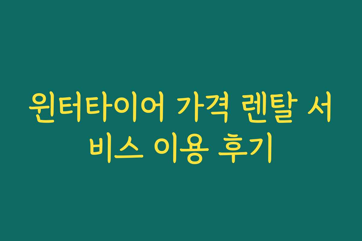 윈터타이어 가격 렌탈 서비스 이용 후기