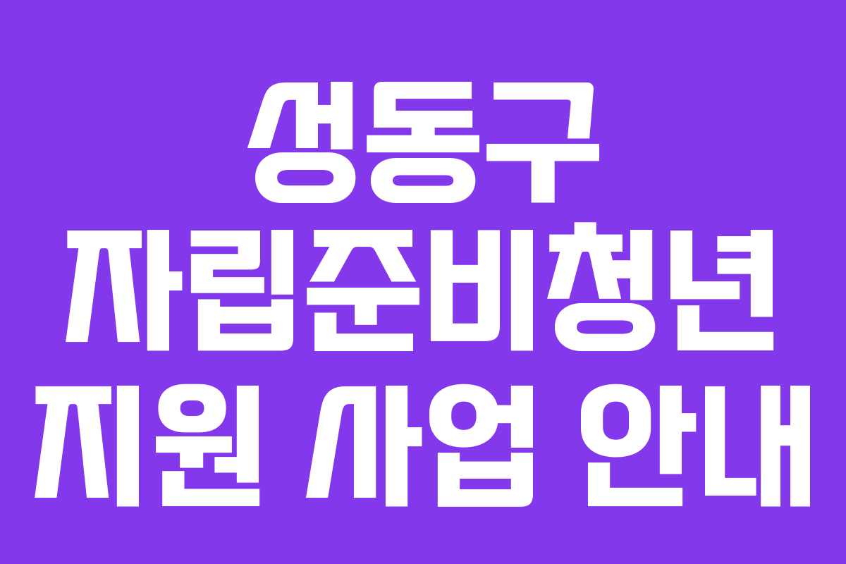 성동구 자립준비청년 지원 사업 안내