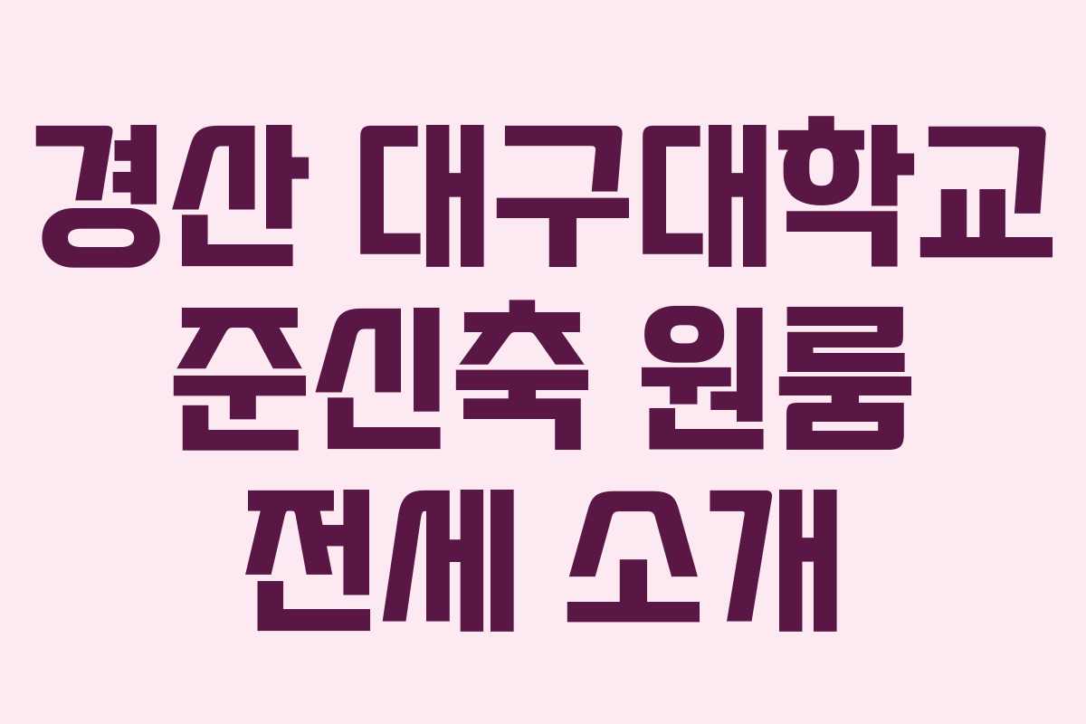 경산 대구대학교 준신축 원룸 전세 소개