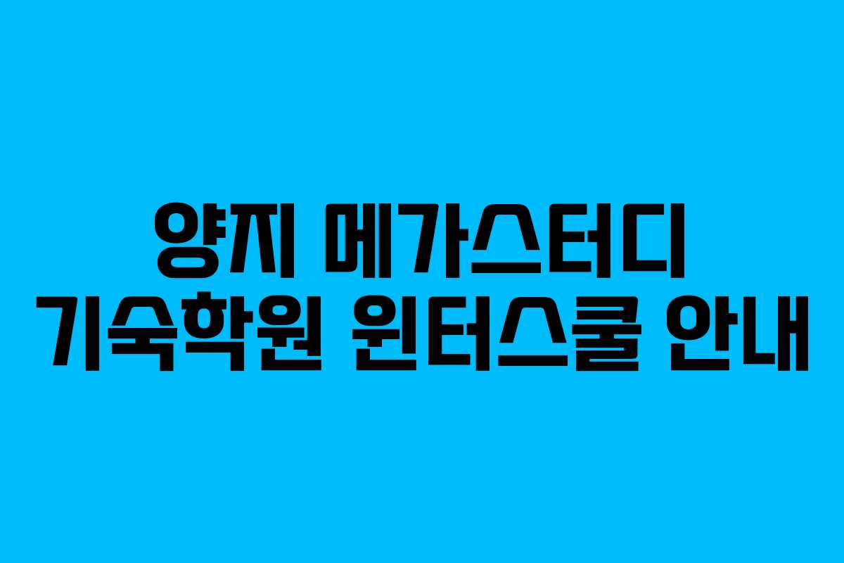 양지 메가스터디 기숙학원 윈터스쿨 안내 양지 메가스터디 기숙학원 윈터스쿨 안내