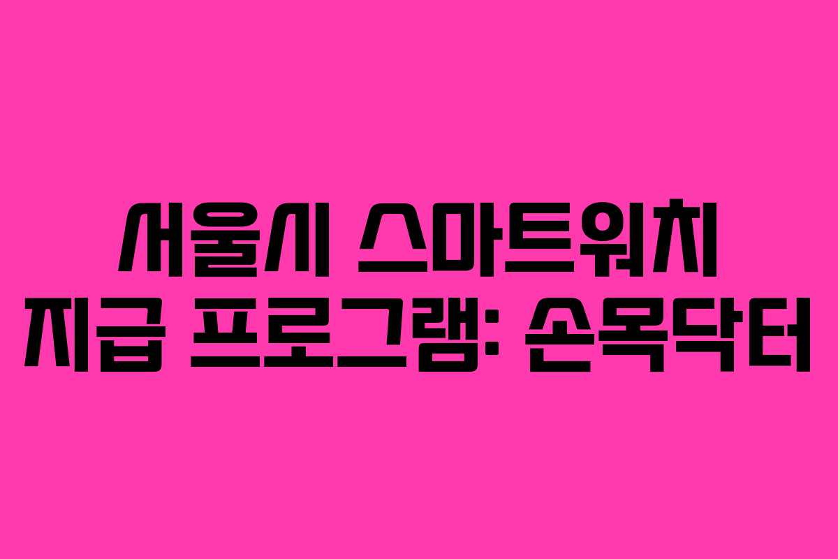 서울시 스마트워치 지급 프로그램: 손목닥터