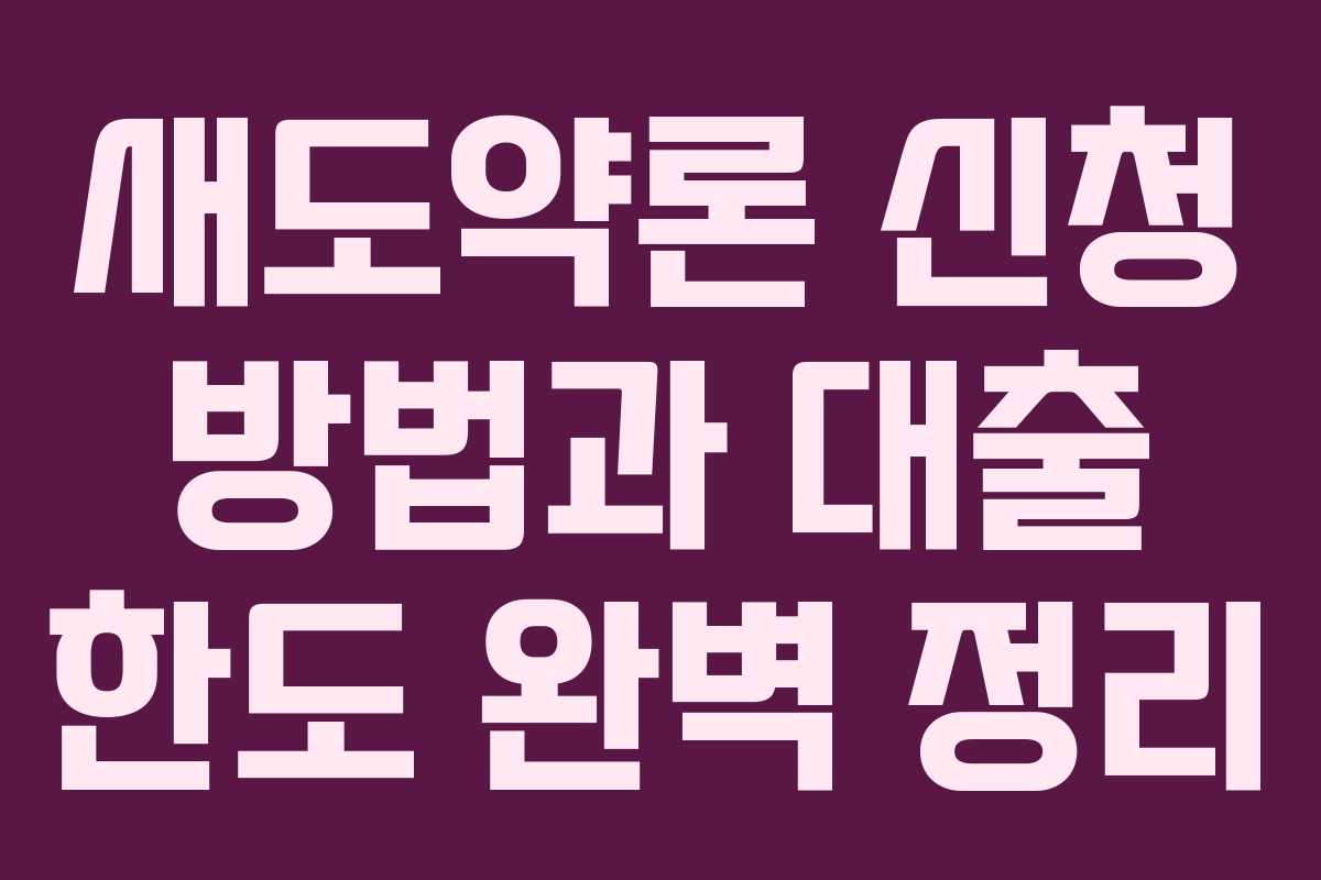 새도약론 신청 방법과 대출 한도 완벽 정리