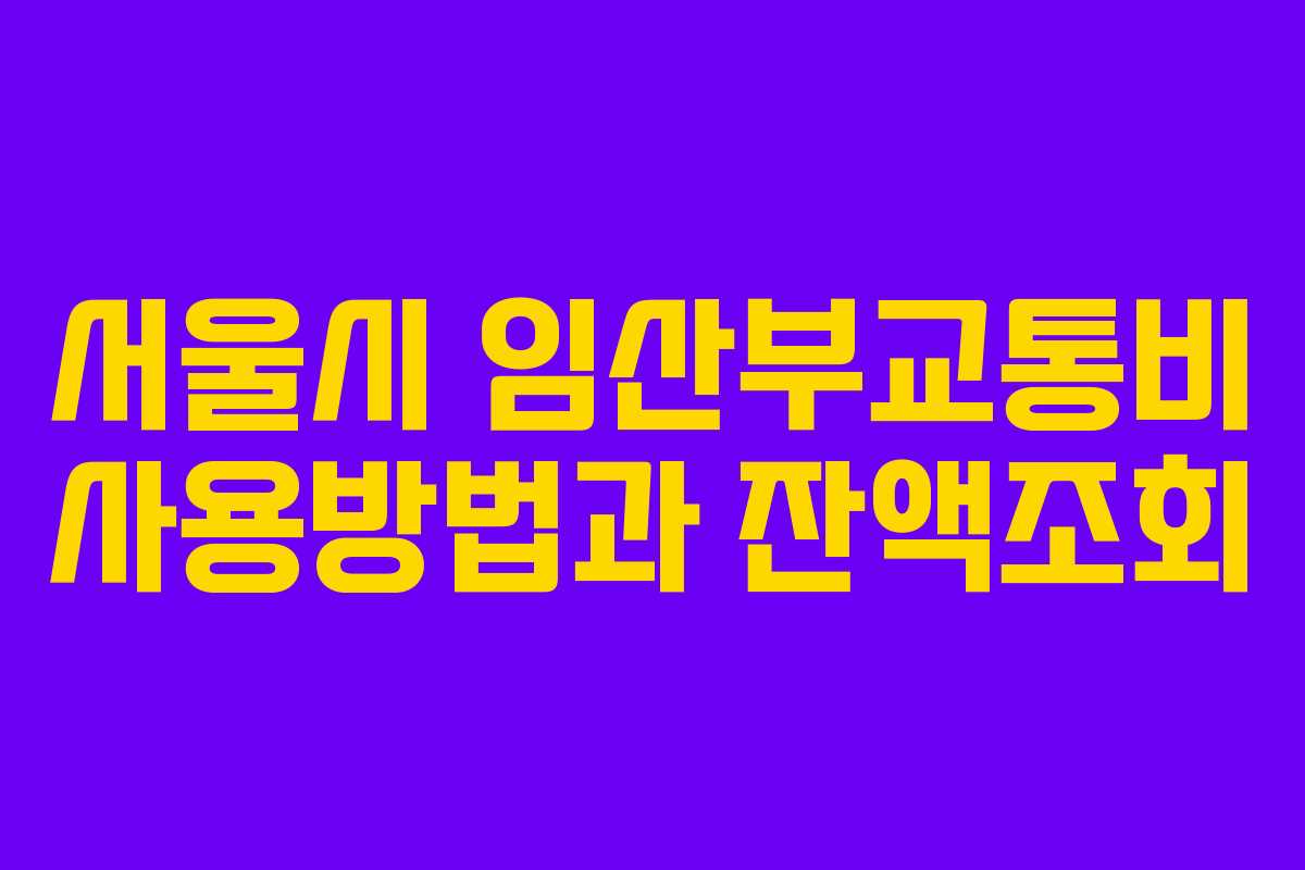 서울시 임산부교통비 사용방법과 잔액조회
