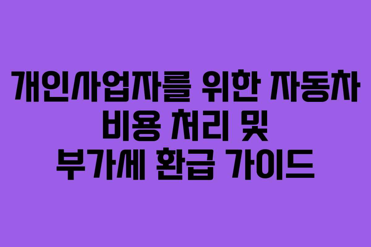 개인사업자를 위한 자동차 비용 처리 및 부가세 환급 가이드