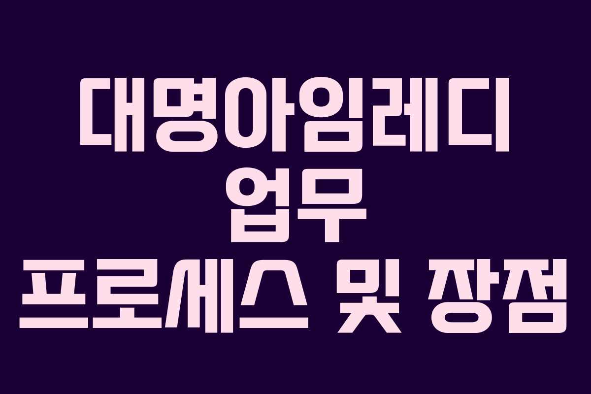 대명아임레디 업무 프로세스 및 장점