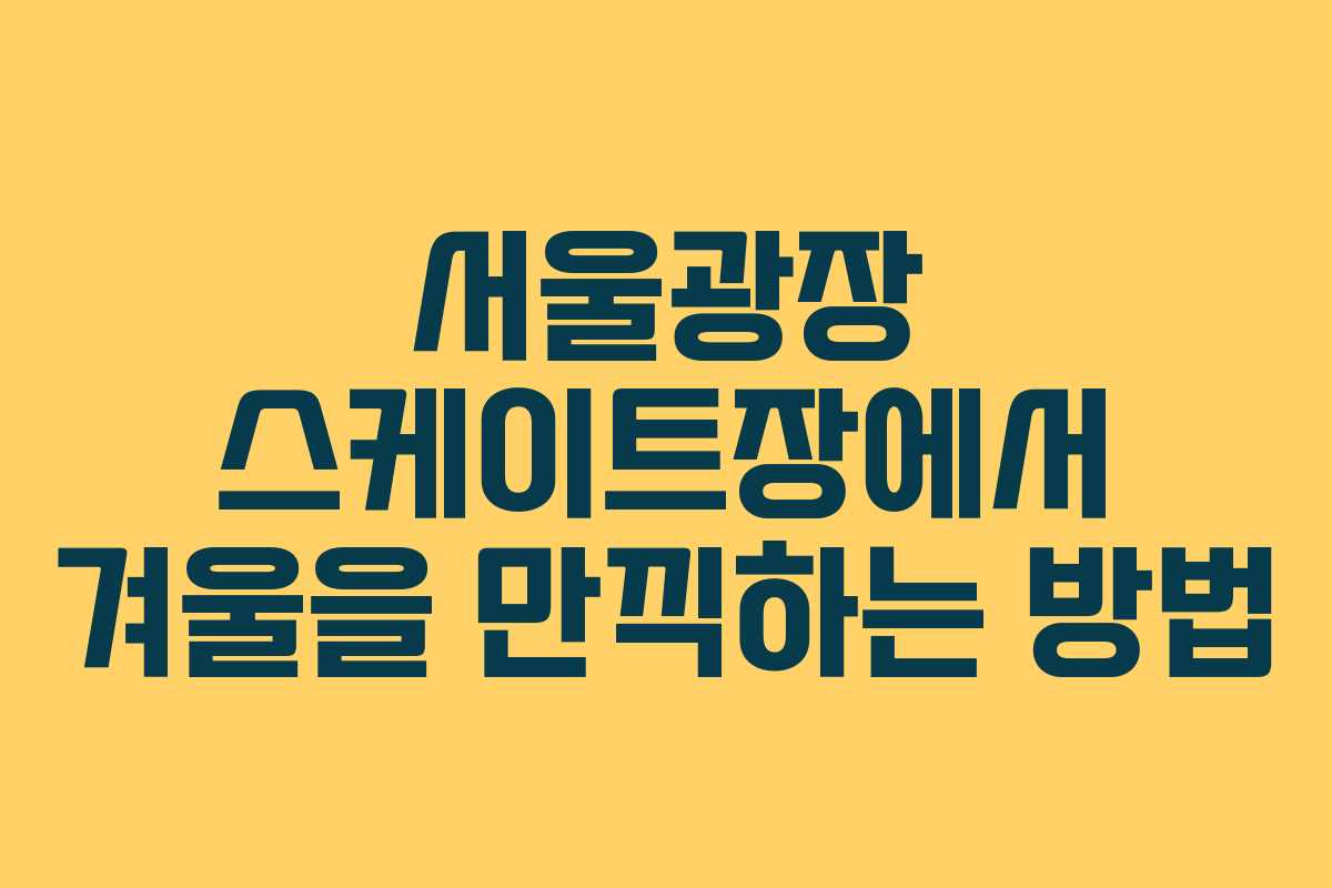 서울광장 스케이트장에서 겨울을 만끽하는 방법