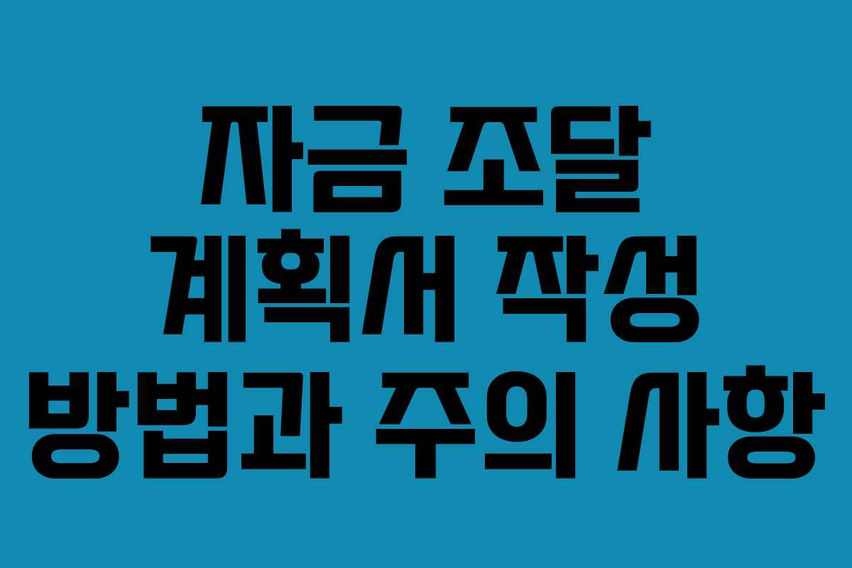 자금 조달 계획서 작성 방법과 주의 사항