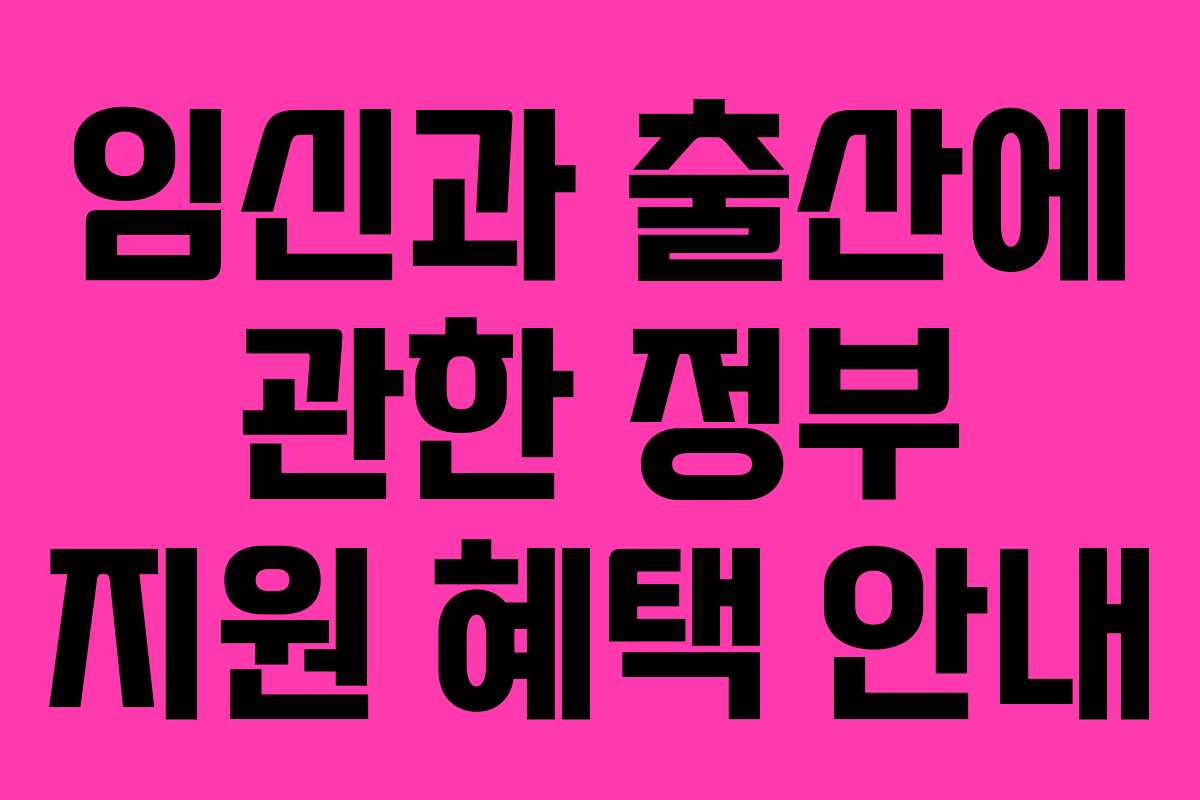 임신과 출산에 관한 정부 지원 혜택 안내