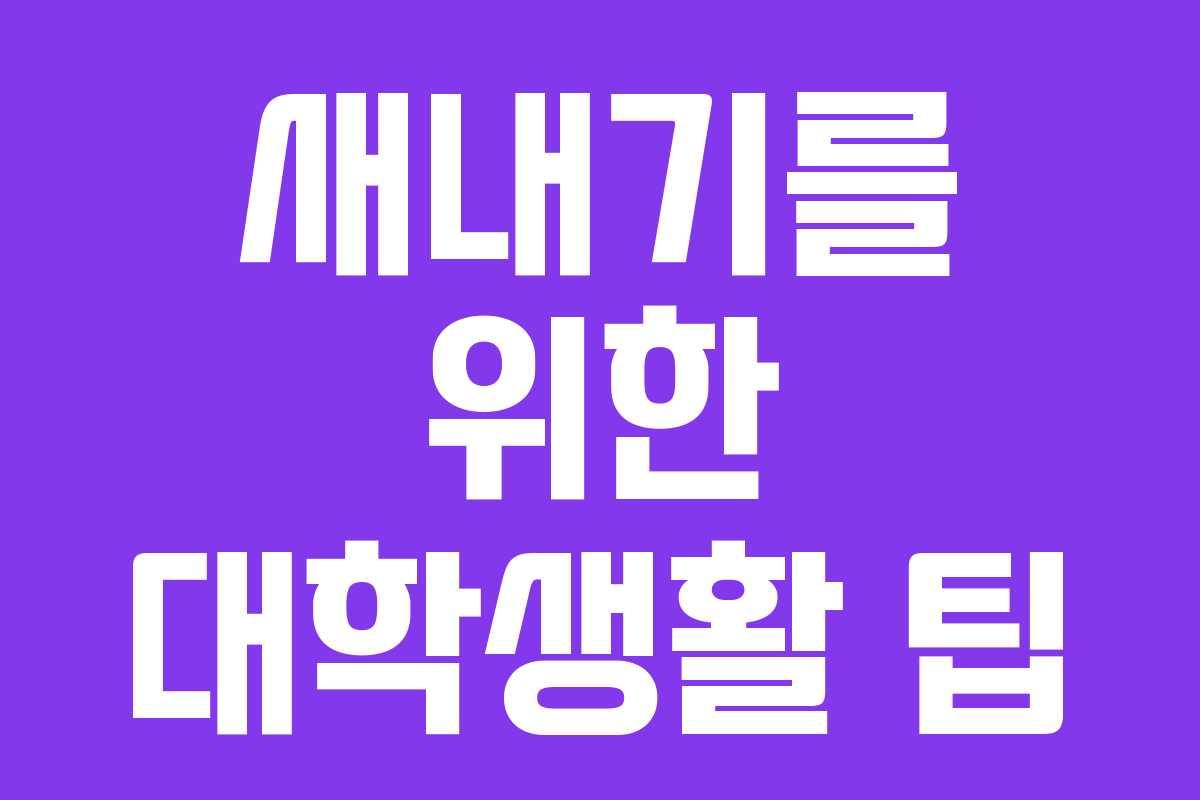 새내기를 위한 대학생활 팁