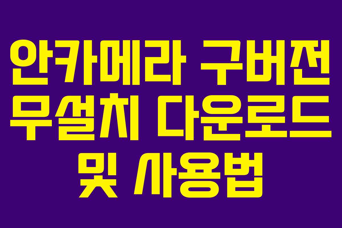 안카메라 구버전 무설치 다운로드 및 사용법 안카메라 구버전 무설치 다운로드 및 사용법