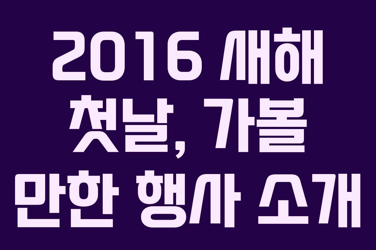 2016 새해 첫날, 가볼 만한 행사 소개