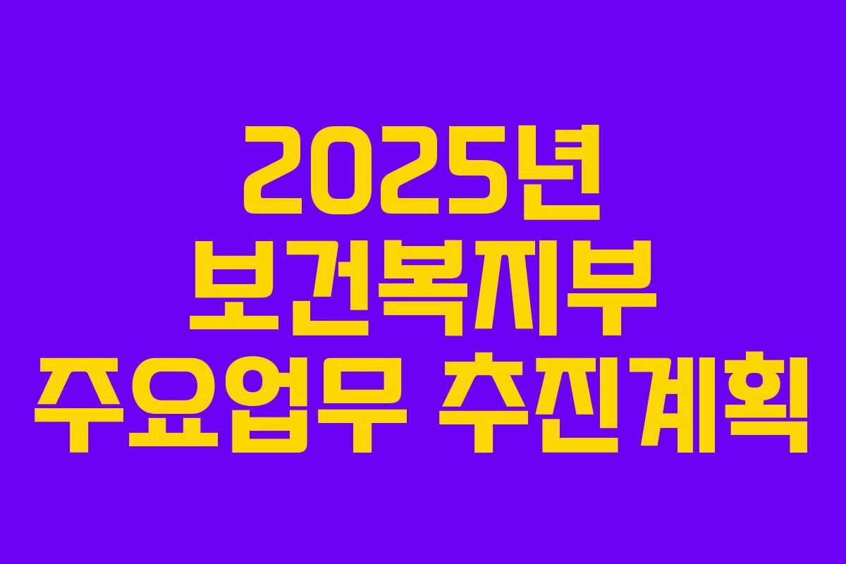 2025년 보건복지부 주요업무 추진계획