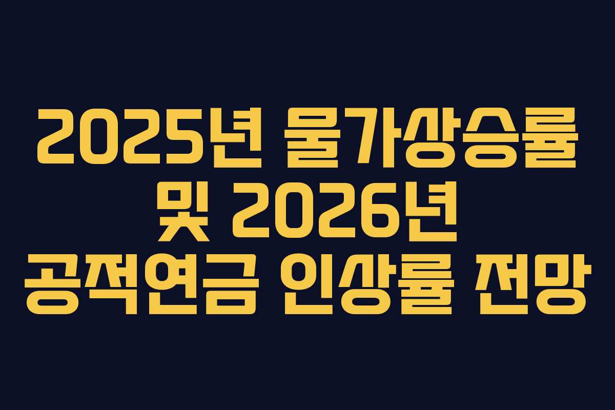2025년 물가상승률 및 2026년 공적연금 인상률 전망