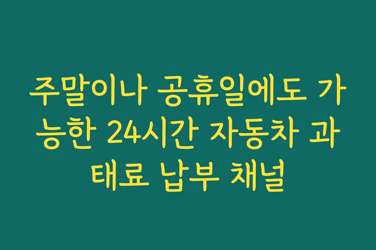 주말이나 공휴일에도 가능한 24시간 자동차 과태료 납부 채널