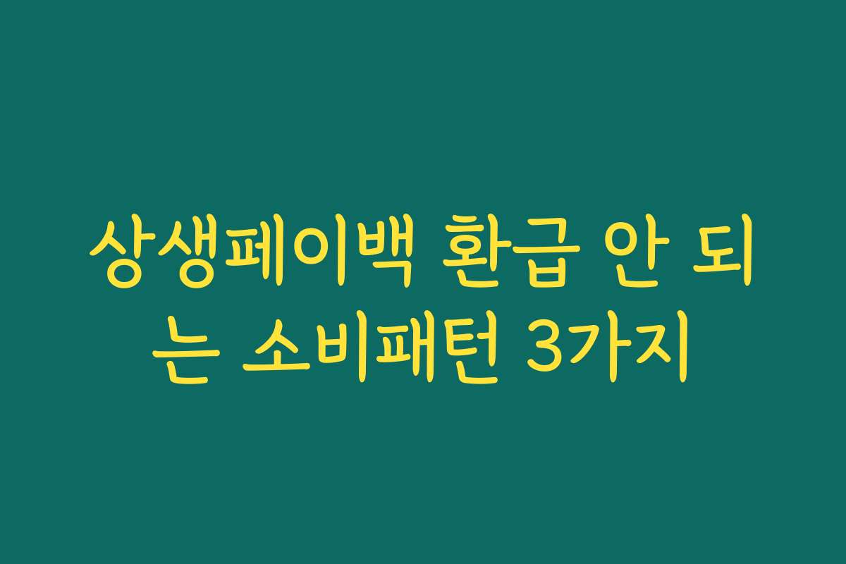 상생페이백 환급 안 되는 소비패턴 3가지