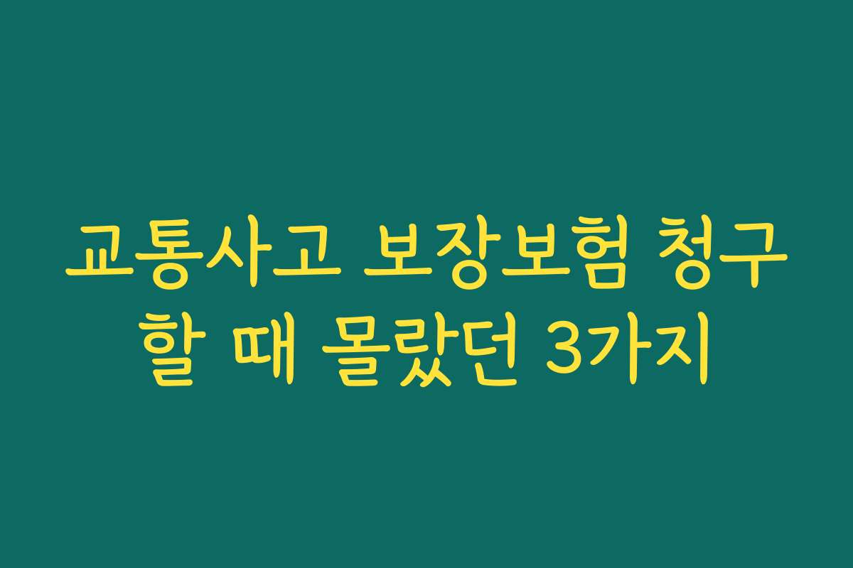교통사고 보장보험 청구할 때 몰랐던 3가지 교통사고 보장보험 청구할 때 몰랐던 3가지