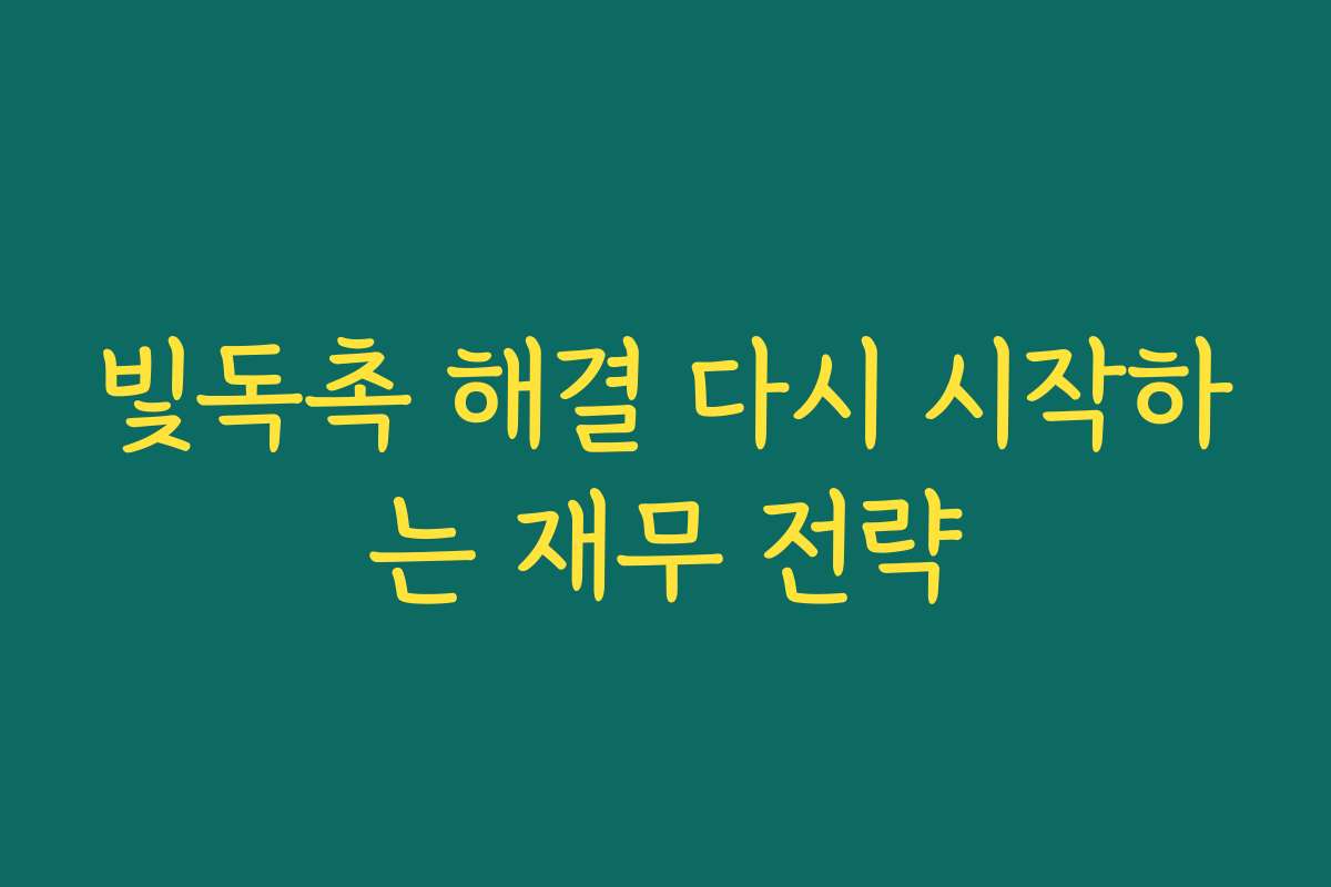 빛독촉 해결 다시 시작하는 재무 전략