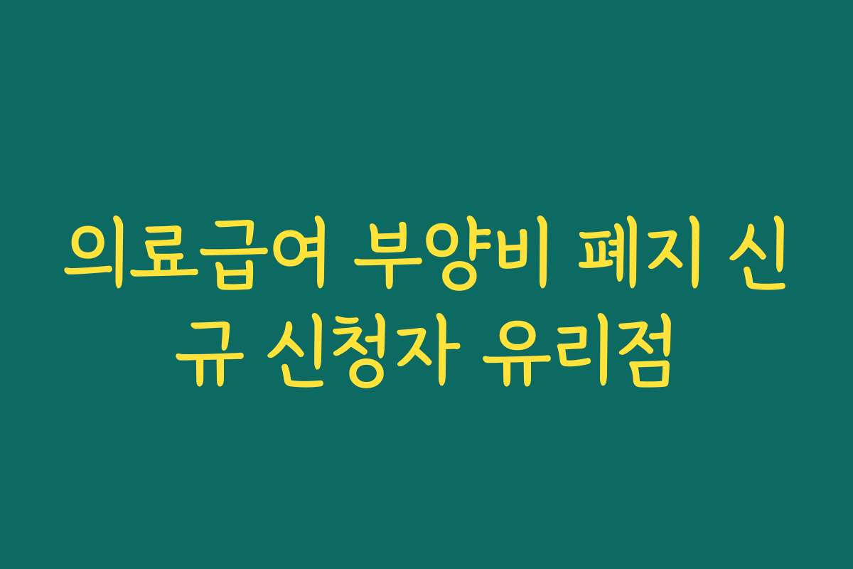 의료급여 부양비 폐지 신규 신청자 유리점