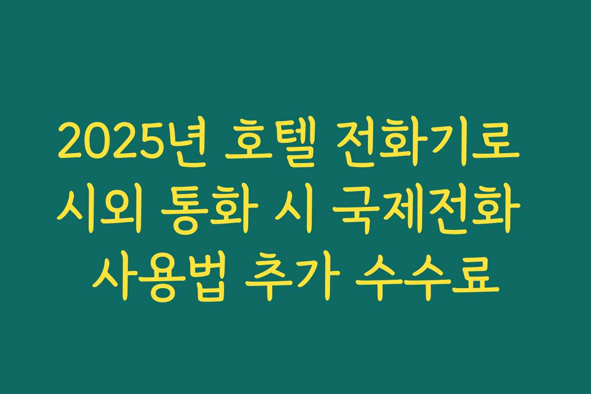 2025년 호텔 전화기로 시외 통화 시 국제전화 사용법 추가 수수료 2025년 호텔 전화기로 시외 통화 시 국제전화 사용법 추가 수수료