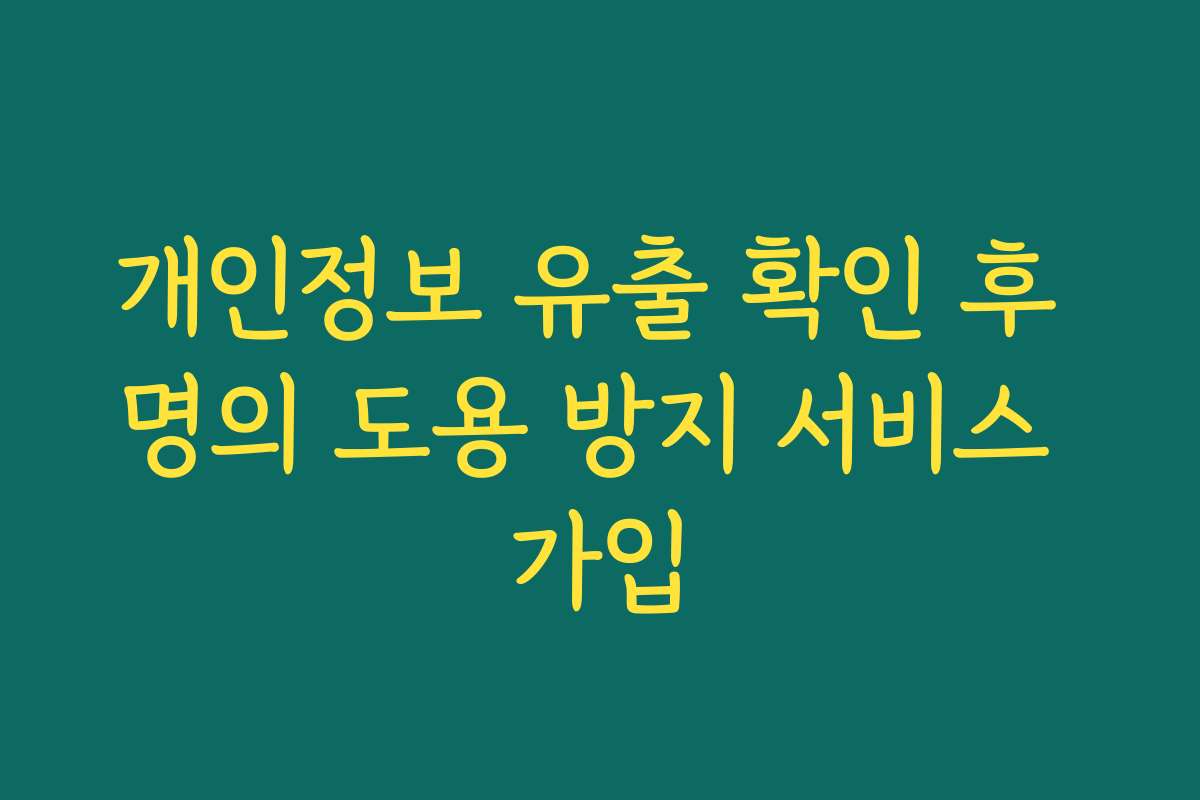 개인정보 유출 확인 후 명의 도용 방지 서비스 가입 개인정보 유출 확인 후 명의 도용 방지 서비스 가입