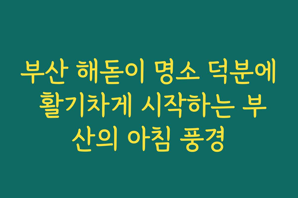 부산 해돋이 명소 덕분에 활기차게 시작하는 부산의 아침 풍경