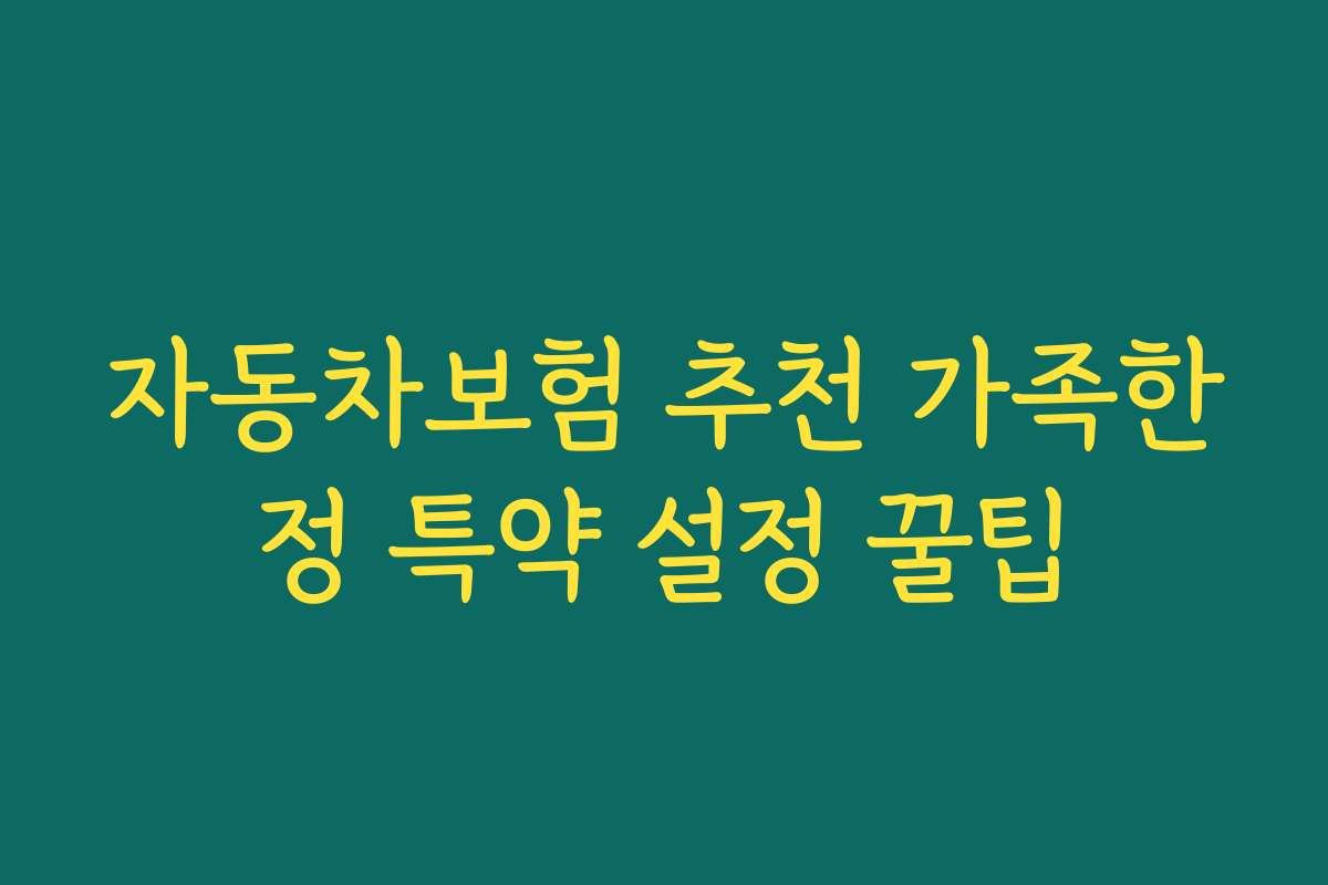 자동차보험 추천 가족한정 특약 설정 꿀팁