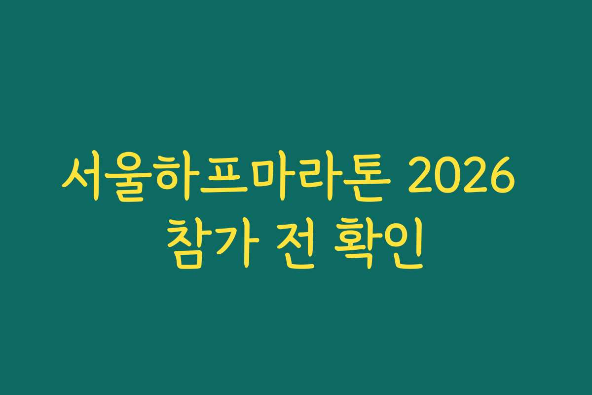 서울하프마라톤 2026 참가 전 확인