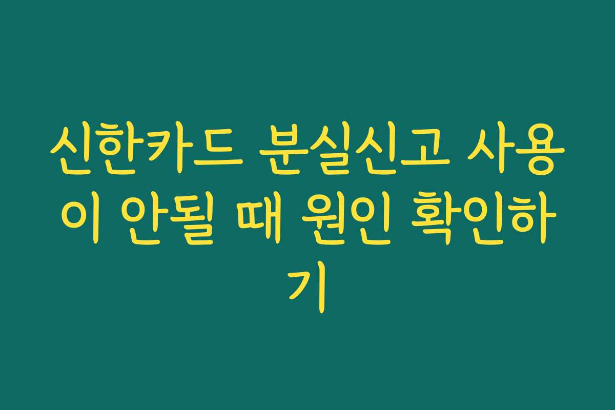 신한카드 분실신고 사용이 안될 때 원인 확인하기