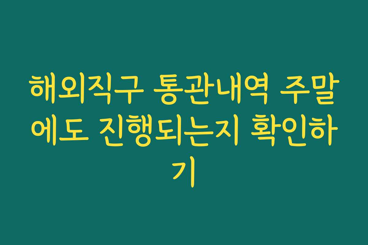 해외직구 통관내역 주말에도 진행되는지 확인하기
