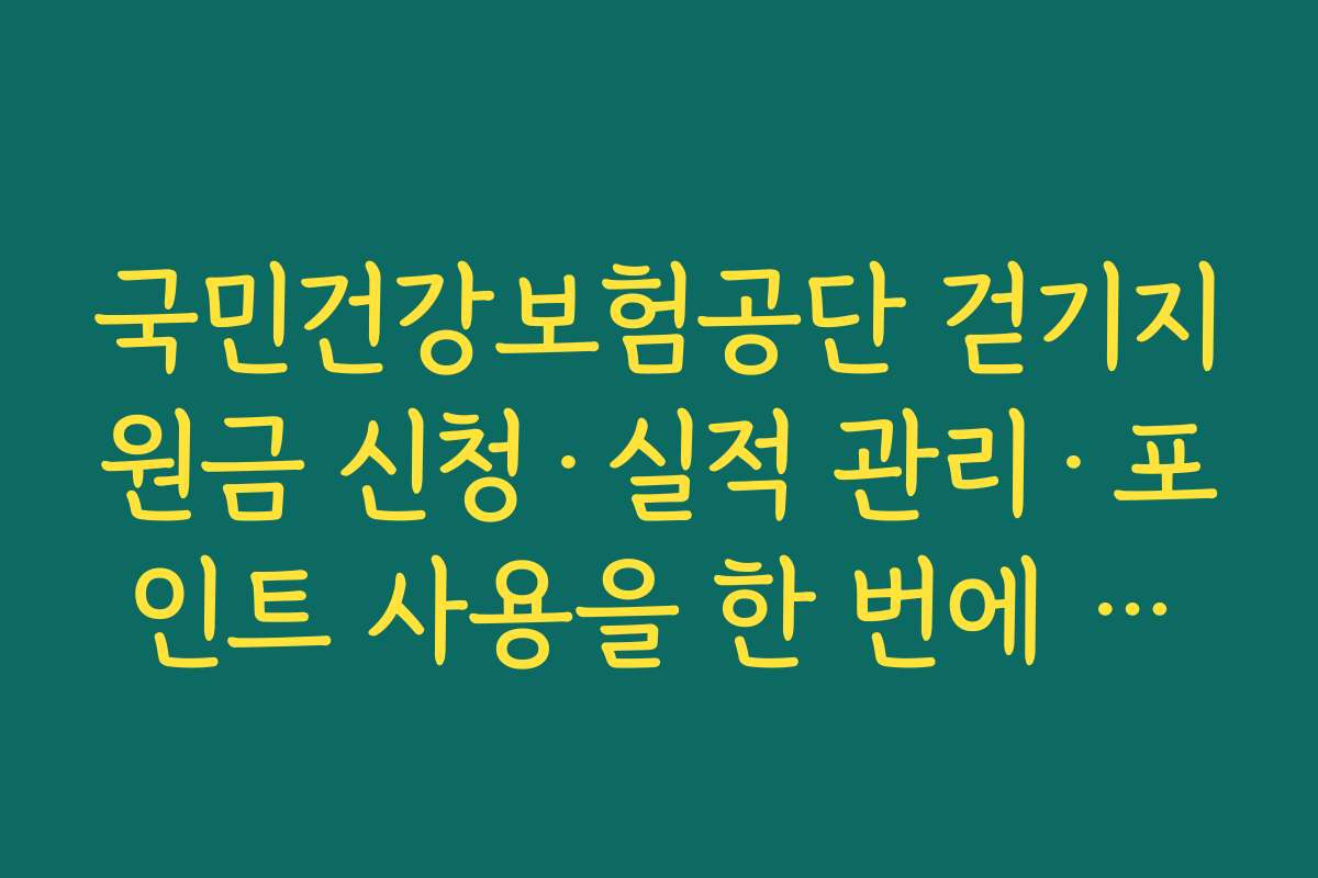 국민건강보험공단 걷기지원금 신청·실적 관리·포인트 사용을 한 번에 보는 체크리스트