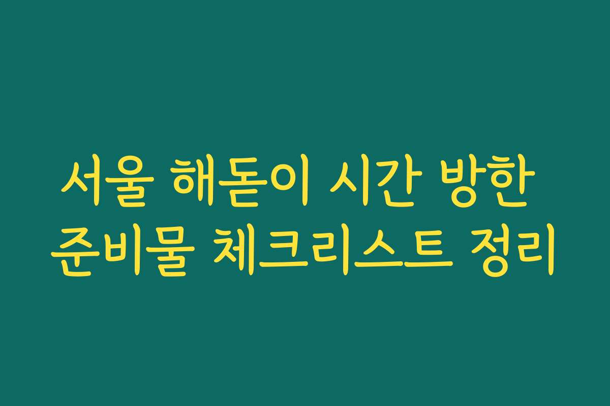 서울 해돋이 시간 방한 준비물 체크리스트 정리