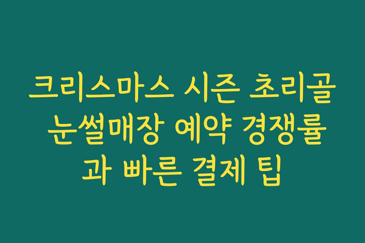 크리스마스 시즌 초리골 눈썰매장 예약 경쟁률과 빠른 결제 팁