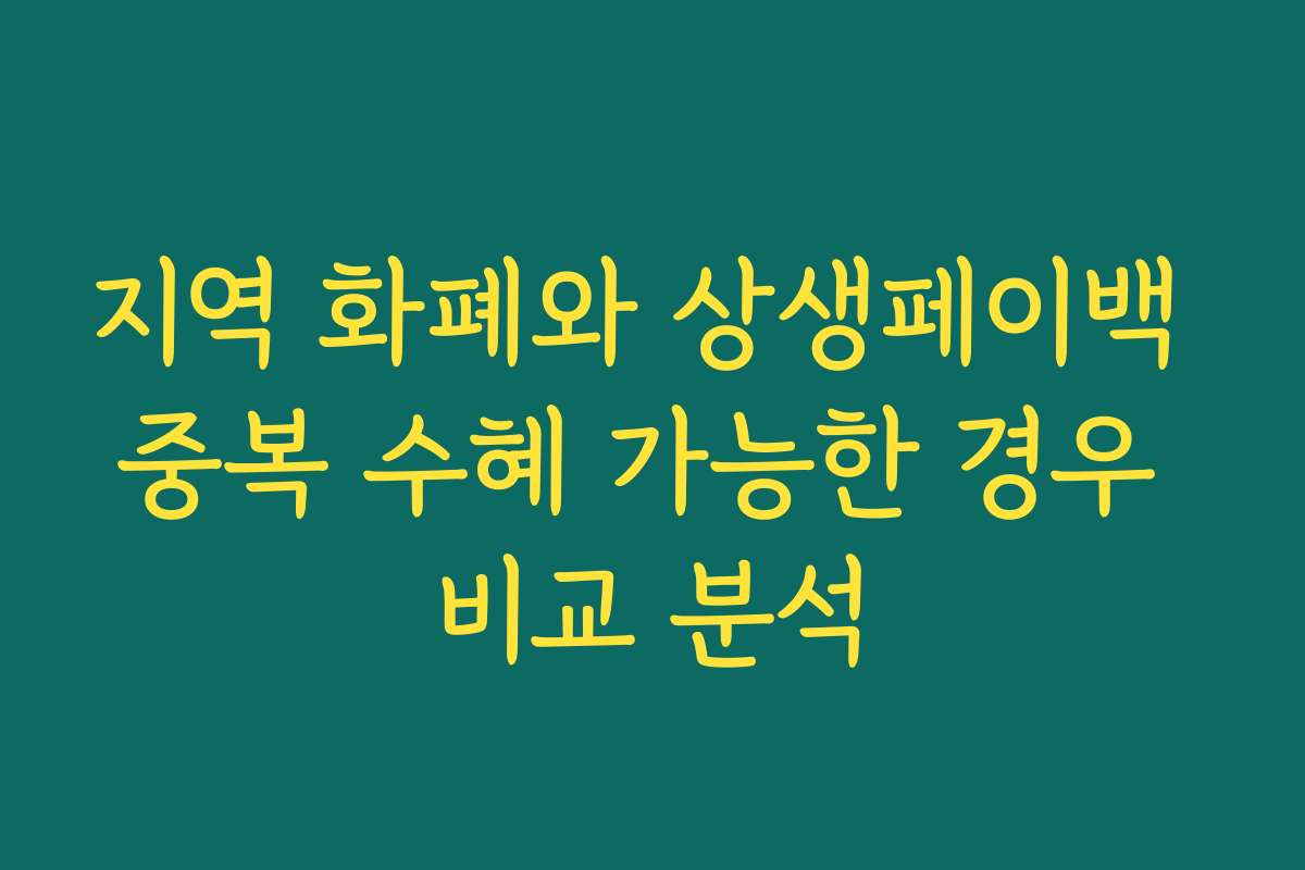 지역 화폐와 상생페이백 중복 수혜 가능한 경우 비교 분석 지역 화폐와 상생페이백 중복 수혜 가능한 경우 비교 분석
