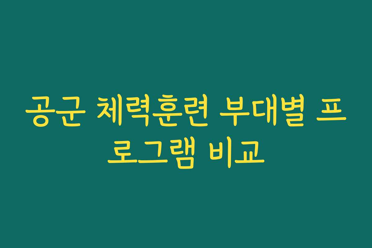 공군 체력훈련 부대별 프로그램 비교 공군 체력훈련 부대별 프로그램 비교